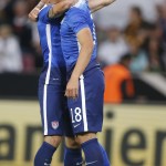 
              United States' Bobby Woods celebrates after scoring his side's second goal during the soccer friendly match between Germany and the United States in Cologne, western Germany, Wednesday, June 10, 2015. (AP Photo/Frank Augstein)
            
