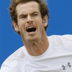 
              Andy Murray of Britain shouts after he plays a return to Viktor Troicki of Serbia during their semifinal tennis match at the Aegon Championships in London, Sunday, June 21, 2015. (AP Photo/Kirsty Wigglesworth)
            
