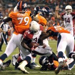 Arizona Cardinals running back Ryan Williams (34) drives for a touchdown during the first quarter of a preseason NFL football game against the Denver Broncos, Thursday, Aug. 29, 2013, in Denver. (AP Photo/Jack Dempsey)