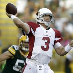 Arizona Cardinals quarterback Carson Palmer throws during the first half of a preseason NFL football game against the Green Bay Packers Friday, Aug. 9, 2013, in Green Bay, Wis. (AP Photo/Tom Lynn)