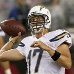 San Diego Chargers' Philip Rivers throws a pass before a preseason NFL football game against the Arizona Cardinals on Saturday, Aug. 24, 2013, in Glendale, Ariz. (AP Photo/Ross D. Franklin)