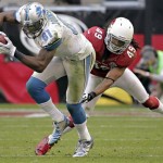 Detroit Lions wide receiver Calvin Johnson (81) pulls in a pass as Arizona Cardinals strong safety Rashad Johnson defends during the second half of an NFL football game on Sunday, Dec. 16, 2012, in Glendale, Ariz. (AP Photo/Matt York)