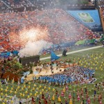 Train performs before the NFL Pro Bowl football game in Honolulu, Sunday, Jan. 27, 2013. (AP Photo/Eugene Tanner)