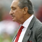 Atlanta Falcons owner Arthur Blank stands on the sidelines prior to an NFL football game against the Arizona Cardinals on Sunday, Oct. 27, 2013, in Glendale, Ariz. (AP Photo/Ross D. Franklin)