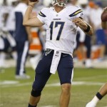 San Diego Chargers' Philip Rivers warms up before a preseason NFL football game against the Arizona Cardinals on Saturday, Aug. 24, 2013, in Glendale, Ariz. (AP Photo/Ross D. Franklin)