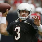 Arizona Cardinals' Carson Palmer warms up prior to the Cardinals' Red & White scrimmage at NFL football training campon Saturday, Aug. 3, 2013, in Glendale, Ariz. (AP Photo/Ross D. Franklin)
