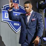 Vanderbilt wide receiver Jordan Mattews is introduced before the start of the first round of the 2014 NFL Draft, Thursday, May 8, 2014, in New York. (AP Photo/Frank Franklin II)