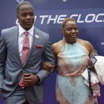 Louisville quarterback Teddy Bridgewater poses for photos with his mother, Rose Murphy, upon arriving for the first round of the 2014 NFL Draft, Thursday, May 8, 2014, in New York. (AP Photo/Craig Ruttle)