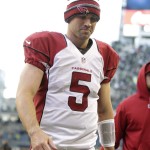 Arizona Cardinals quarterback Drew Stanton walks off the field after the Seattle Seahawks beat the Cardinals 19-3 in an NFL football game, Sunday, Nov. 23, 2014, in Seattle. (AP Photo/Stephen Brashear)