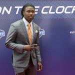 Clemson wide receiver Sammy Watkins poses for photos upon arriving for the first round of the 2014 NFL Draft at Radio City Music Hall, Thursday, May 8, 2014, in New York. (AP Photo/Craig Ruttle)