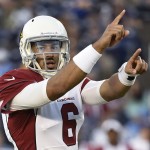 Arizona Cardinals quarterback Logan Thomas gestures before beginning a play against the San Diego Chargers during the first half of an NFL preseason football game Thursday, Aug. 28, 2014, in San Diego. (AP Photo/Denis Poroy)