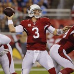 Arizona Cardinals quarterback Carson Palmer (3) looks to throw against the San Diego Chargers during the first half of an NFL football game, Monday, Sept. 8, 2014, in Glendale, Ariz. (AP Photo/Rick Scuteri)