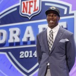 USC wide receiver Marqise Lee poses for photos after being selected as the 39th pick by the Jacksonville Jaguars in the second round of the 2014 NFL Draft, Friday, May 9, 2014, in New York. (AP Photo/Jason DeCrow)