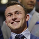 Texas A&M quarterback Johnny Manziel is introduced at the start of the first round of the 2014 NFL Draft, Thursday, May 8, 2014, in New York. (AP Photo/Frank Franklin II)