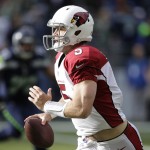 Arizona Cardinals quarterback Drew Stanton looks to pass in the first half of an NFL football game against the Seattle Seahawks, Sunday, Nov. 23, 2014, in Seattle. (AP Photo/Stephen Brashear)