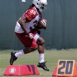 Arizona Cardinals sixth round draft pick Andre Ellington works out during rookie minicamp football practice Friday, May 10, 2013, at the teams' training facility in Tempe, Ariz. (AP Photo/Matt York)