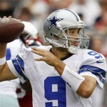 Dallas Cowboys' Tony Romo gets off a pass against the Arizona Cardinals in the first half during a preseason NFL football game on Saturday, Aug. 17, 2013, in Glendale, Ariz. (AP Photo/Ross D. Franklin)