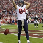 Houston Texans tight end Ryan Griffin celebrates his touchdown against the Arizona Cardinals during the first half of an NFL football game Sunday, Nov. 10, 2013, in Glendale, Ariz. (AP Photo/Ross D. Franklin)