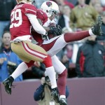 Arizona Cardinals wide receiver Michael Floyd (15) catches a touchdown in front of San Francisco 49ers cornerback Chris Culliver (29) during the fourth quarter of an NFL football game in San Francisco, Sunday, Dec. 30, 2012. The 49ers won 27-13. (AP Photo/Tony Avelar)