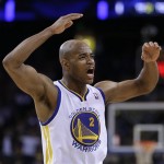 Golden State Warriors' Jarrett Jack celebrates his score against the Phoenix Suns during the second half of an NBA basketball game Wednesday, Feb. 20, 2013, in Oakland, Calif. (AP Photo/Ben Margot)