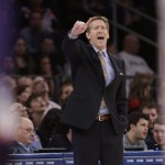 Phoenix Suns head coach Jeff Hornacek calls out to his team during the second half of an NBA basketball game against the New York Knicks, Monday, Jan. 13, 2014, in New York. The Knicks won the game 98-96. (AP Photo/Frank Franklin II)