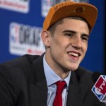 Maryland's Alex Len, picked by the Phoenix Suns in the first round of the NBA basketball draft, speaks during a news conference Thursday, June 27, 2013, in New York. (AP Photo/Craig Ruttle)