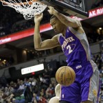 Phoenix Suns' Wesley Johnson dunks in the second half of an NBA basketball game against the Minnesota Timberwolves, Saturday, April 13, 2013, in Minneapolis. The Timberwolves won 105-93. (AP Photo/Jim Mone)