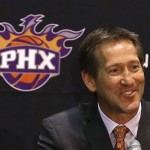 Jeff Hornacek smiles as he is introduced as the Phoenix Suns new head basketball coach during a news conference, Tuesday, May 28, 2013, in Phoenix. (AP Photo/Ross D. Franklin)
