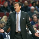Phoenix Suns head coach Jeff Hornacek reacts to a call against his team during the first half of an NBA basketball game against the Chicago Bulls in Chicago, on Saturday, Feb. 21, 2015. (AP Photo/Jeff Haynes)