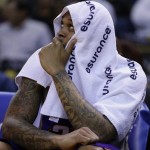 Phoenix Suns' Shannon Brown watches during the final minutes of an NBA basketball game against the Golden State Warriors Saturday, Feb. 2, 2013, in Oakland, Calif. (AP Photo/Ben Margot)

