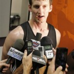 Phoenix Suns draft prospect Cody Zeller, of Indians, speaks with the media, Wednesday, June 5, 2013, in Phoenix. (AP Photo/Matt York)