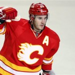 Calgary Flames' Curtis Glencross celebrates his goal against the Phoenix Coyotes during the third period of an NHL hockey game in Calgary, Alberta, Sunday, Feb. 24, 2013. Calgary won 5-4. (AP Photo/The Canadian Press, Jeff McIntosh)