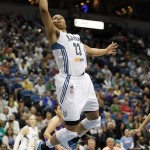 Minnesota Lynx forward Maya Moore (23) in the first half of a WNBA basketball game Thursday, June 6, 2013, in Minneapolis. The Lynx won 99-79 and Moore scored most points 22. (AP Photo/Stacy Bengs)