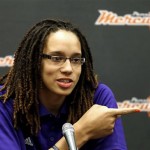 Phoenix Mercury's Brittney Griner, the No. 1 overall pick the WNBA draft, speaks during a news conference Saturday, April 20, 2013, in Phoenix. (AP Photo/Matt York)
