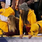 Arizona State fans watch the final seconds against Stanford during the second half of the NCAA Pac-12 Championship football game, Saturday, Dec. 7, 2013, in Tempe, Ariz. Stanford won 38-14. (AP Photo/Matt York)