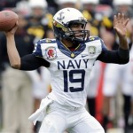 Navy quarterback Keenan Reynolds throws against Arizona State during the first half of the Fight Hunger Bowl NCAA college football game in San Francisco, Saturday, Dec. 29, 2012. (AP Photo/Marcio Jose Sanchez)
