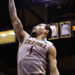 California's Justin Cobbs goes up against Arizona State for a shot during the first half of an NCAA college basketball game, Wednesday, Jan. 29, 2014, in Berkeley, Calif. (AP Photo/George Nikitin)