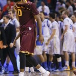 Arizona State's Carrick Felix walks off the court after losing to UCLA 80-75 during a Pac-12 tournament NCAA college basketball game on Thursday, March 14, 2013, in Las Vegas. (AP Photo/Julie Jacobson)