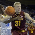 Arizona State forward Jonathan Gilling (31), of Denmark, has the ball knocked loose by UCLA guard Jordan Adams (3) in the first half of an NCAA college basketball game in Los Angeles Wednesday, Feb. 27, 2013. (AP Photo/Reed Saxon)