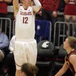 Washington State forward Brock Motum (12) attempts a 3-point shot during the first half of an NCAA college basketball game against Arizona State, Thursday, Jan. 31, 2013, in Pullman, Wash. (AP Photo/Dean Hare)