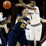 California's Allen Crabbe (23) and Arizona State's Jahii Carson (1) battle for the ball during the first half of an NCAA college basketball game, Thursday, Feb. 7, 2013, in Tempe, Ariz. (AP Photo/Matt York)