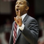 Stanford head coach Johnny Dawkins instructs his team against Arizona during the first half of an NCAA college basketball game on Wednesday, Jan. 29, 2014, in Stanford, Calif. (AP Photo/Marcio Jose Sanchez)