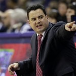 Arizona head coach Sean Miller calls to his team in the first half of an NCAA college basketball game against Washington, Thursday, Jan. 31, 2013, in Seattle. (AP Photo/Ted S. Warren)