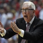 San Diego State head coach Steve Fisher yells during the second half in a regional semifinal NCAA college basketball tournament game against Arizona, Thursday, March 27, 2014, in Anaheim, Calif. (AP Photo/Mark J. Terrill)