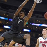 Xavier forward Jalen Reynolds dunks against Arizona during the first half of a college basketball regional semifinal in the NCAA Tournament, Thursday, March 26, 2015, in Los Angeles. (AP Photo/Mark J. Terrill)