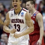 Arizona's Nick Johnson reacts to a turnover during the second half in a regional final NCAA college basketball tournament game against Wisconsin, Saturday, March 29, 2014, in Anaheim, Calif. (AP Photo/Jae C. Hong)