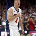 Arizona guard T.J. McConnell reacts to a play during the second half of an NCAA college basketball game against Southern California, Thursday, Feb. 19, 2015, in Tucson, Ariz. (AP Photo/Rick Scuteri)