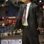 Arizona's head coach Sean Miller signals his players in the second half of an NCAA college basketball game against Fairleigh Dickinson, Monday, Nov. 18, 2013 in Tucson, Ariz. This is in the first round of the Preseason NIT. (AP Photo/Wily Low)
