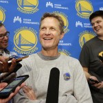 
              Golden State Warriors head coach Steve Kerr smiles while speaking to reporters at the team's practice facility in Oakland, Calif., Thursday, June 18, 2015. The Warriors believe their first title in 40 years could be the first of many more. With their young core signed long-term and MVP Stephen Curry just entering his prime, the Warriors are certainly set up to make several championship runs. (AP Photo/Jeff Chiu)
            