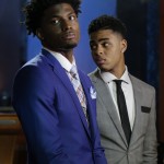 
              NBA draft prospects Justice Winslow, left, of Duke, and D'Angelo Russell, of Ohio State, wait to be interviewed before the NBA basketball draft lottery, Tuesday, May 19, 2015, in New York. (AP Photo/Julie Jacobson)
            